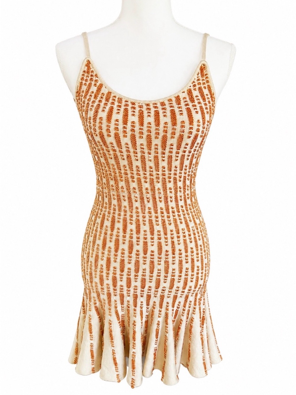 RARE - Alex + Olivia Champagne & Copper Knit Dress- S/P - Picture 3 of 5